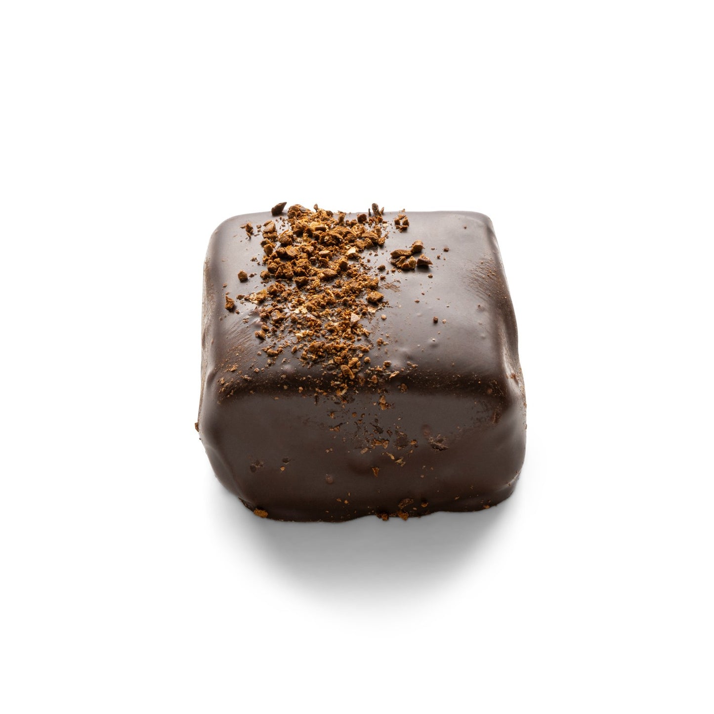 A truffle with honey cinnamon, and espresso, coated in dark chocolate and espresso grounds