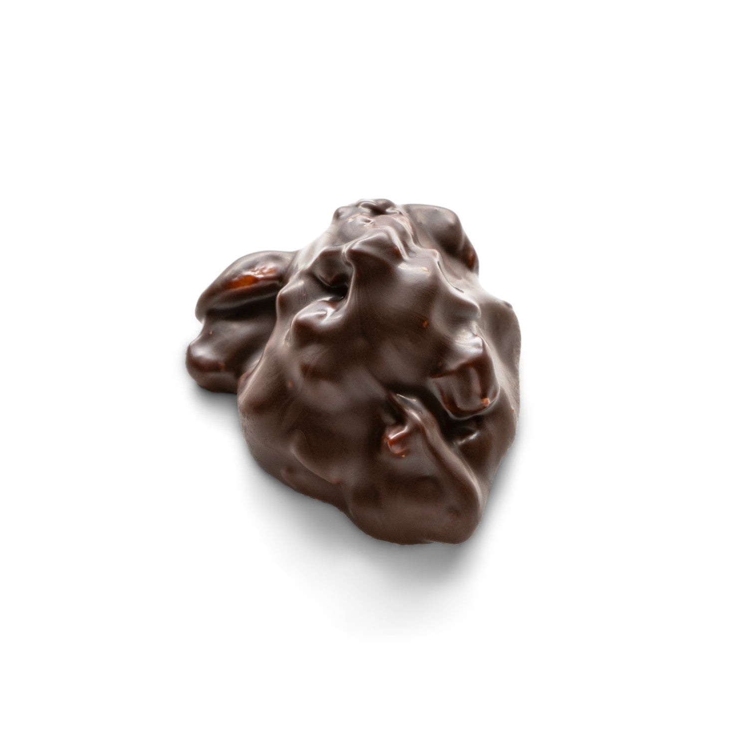 A cluster of cashew nuts coated in dark chocolate