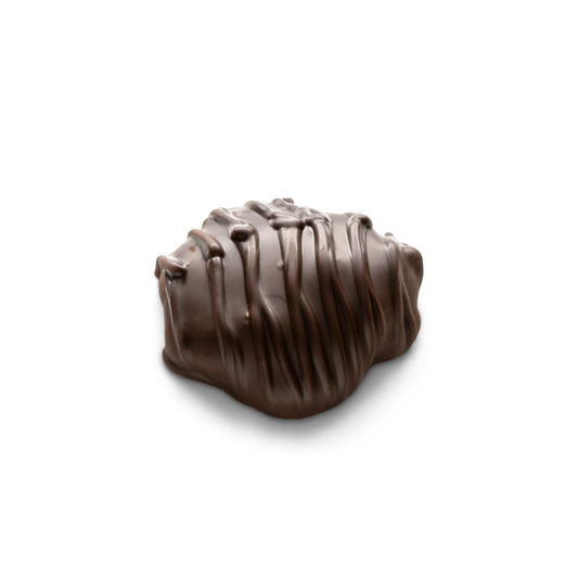 Roasted cashews and caramel tortoise coated in dark chocolate.