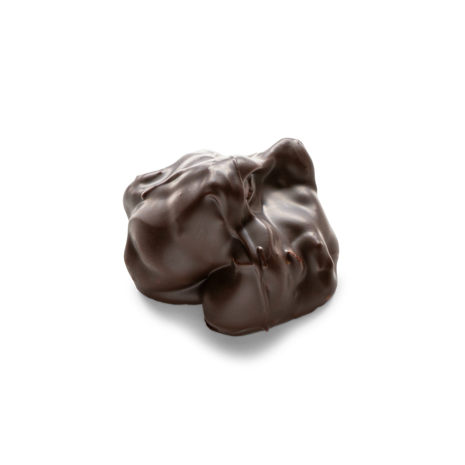 Peanut cluster coated in dark chocolate studio image