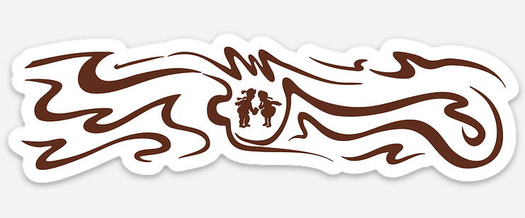 Decorative brown design with abstract patterns on a white background