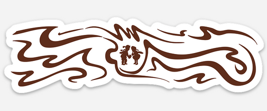 Decorative brown design with abstract patterns on a white background