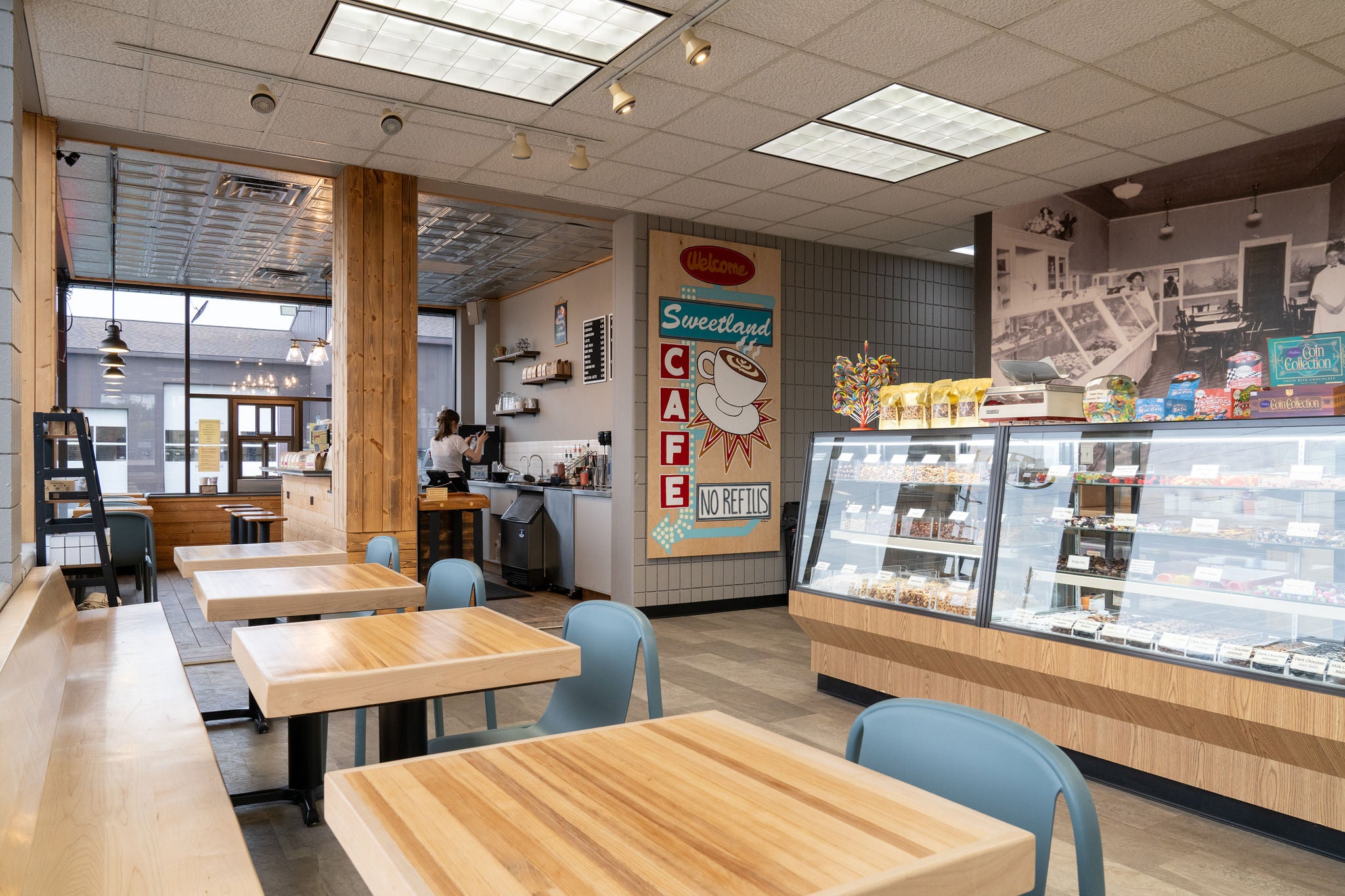An interior image of Sweetland Candies headquarters location on Plainfield Ave. in Grand Rapids, MI
