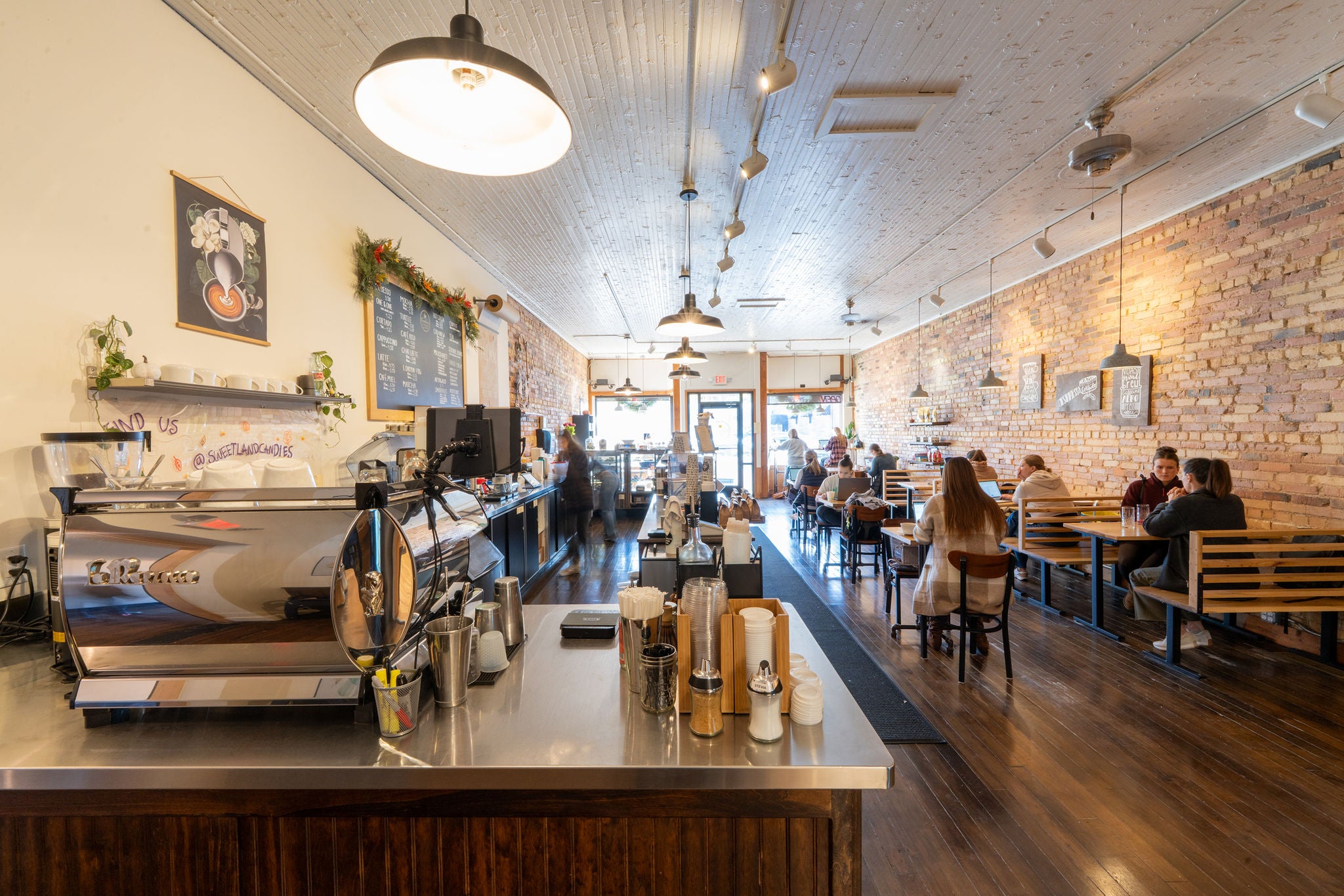 An interior image of Sweetland Chocolates & Coffee location in downtown Rockford, Michigan